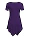 MBJ WT638 Short Sleeve Shirts for Womens Tops Casual V-Neck Summer Clothes Asymmetrical Tunic Blouses XL Dark_Purple
