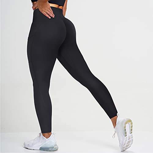 SUUKSESS Women Contour Butt Lifting Leggings Cross Waist High Waisted