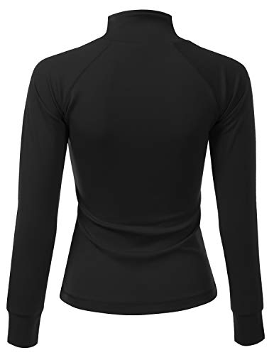Doublju Womens Active Slim Fit Full Zip Jacket with Thumb Holes Black 2XL - Thumbnail 3