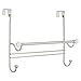 mDesign Over Shower Door Bathroom Towel Bar Rack with Hooks - Satin/White