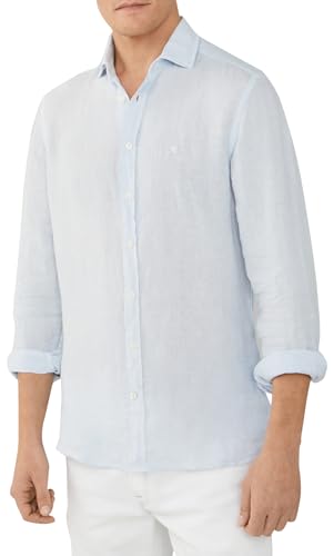 Hackett London Tinte de Ropa de Lino Camisa, Azul (Sky Blue), 3XL para Hombre