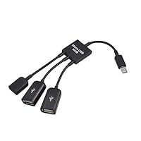 Rrunzfon 3 in 1 Micro USB OTG Cable Adapter,Micro USB Hub OTG Extension Adapter for Smartphone and Tablet