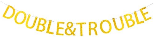 Double& Trouble banner for twins' baby shower,birthday party decorations