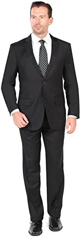 mens 2 Button 2 Piece Modern Fit Suit - Wool/Silk Blend 58R Black