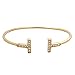 925 Sterling Silver T Cuff Bracelet,Boho Minimal Double T Cuff 14K Gold Plated,Dainty Adjustable Bangle T Bar Bracelet CZ Crystal Simple Minimalist Wrap Bracelet,9 gram