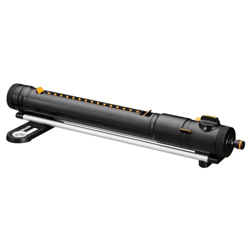 Fiskars X-Series Oszillierender Regner S–M, Inkl. herausnehmbarem Filter und Werkzeug zur Düsenreinigung, Sprinkler für 150-300 m², Schwarz/Orange, 1070832