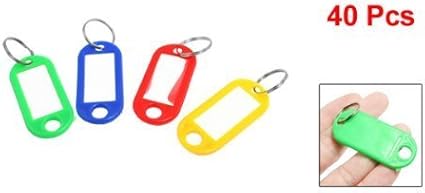 Amazon 40 Pcs Idタグ名前カードラベルキーホルダーラベル分割リングプラスチックid分割リング プラスチックカラフルなプラスチックカード分割リングプラスチックid 机上用品 文具収納 文房具 オフィス用品
