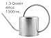 Darware Stainless Steel Watering Can — 1.3 Quart / 44oz / 1300 ml Capacity Brushed SS Watering Pot, Long Spout & Elegant Curved Handle