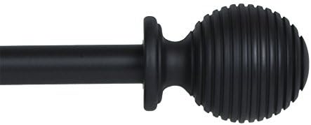 Urbanest Zinc Cast Ripple Ball Drapery Curtain Rod Set 3/4" (Black, 28"-48")