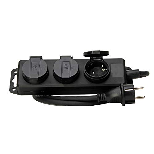 Kopp 3-Fach Feuchtraum-Steckdosenleiste mit Deckel 1,4m Kabel I Robuste Mehrfach-Steckdose anschraubbar + aufhängbar I…