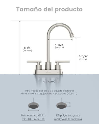 APPASO Llave para Lavabo Baño, Mezcladora para Lavabo de Baño, 4 Pulgadas, SUS304 de Acero Inoxidable de 2 Manijas para Grifo de Lavabo, Níquel cepillado