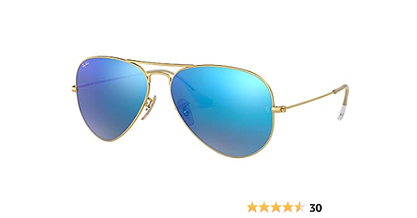 Amazon.com: Ray-Ban RB3025 Espejo Aviator anteojos de sol mate oro w/azul  grande (112/17) 3025 11217 62 mm Authentic : Ropa, Zapatos y Joyería
