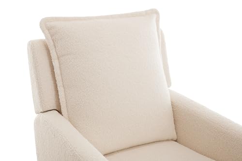 Valencia Milo Sheepskin Recliner, Power Recliner with USB Charging Port, Soft Sherpa Fabric Swivel Chair with Wooden Base, Armchair for Living Room (Beige)