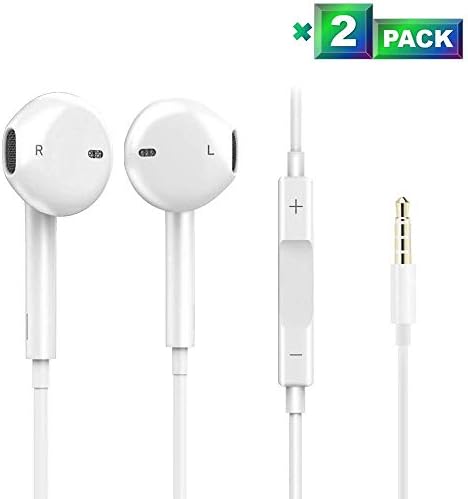 (2 Pack) 3.5mm Wired Earphones/Earbuds/Headphones/Headsets Premium in-Ear Wired Heavy Bass Earphones Earphones with Remote & Mic Noise Isolating Control