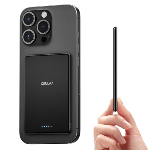Kuulaa Power Bank 5000mAh 20W, Portable Charger Ultra-Slim Magsafe Power Bank with LED Lights, Magnetic Wireless Chargeur Portatif Powerbank Compatible with iPhone 17/16/15/14/13/12 - Matte Black
