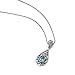 Sterling Silver Open Filigree Flower Blue Topaz Gemstone Teardrop Pendant Necklace 18
