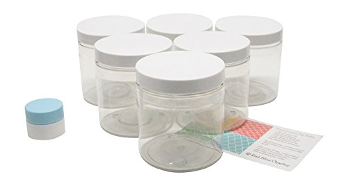 Clear 16 oz plastic jars with white lids (6 pk) with mi…