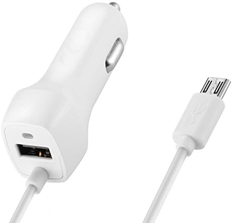 Galaxy S7 edge S6 Note 5 Car Charger, Sych Micro Dual USB Car Charger For Samsung Galaxy S7 S7 edge S6 S6 edge S5 S3 S4 Note 2 Note 3 Coiled Cable (White)