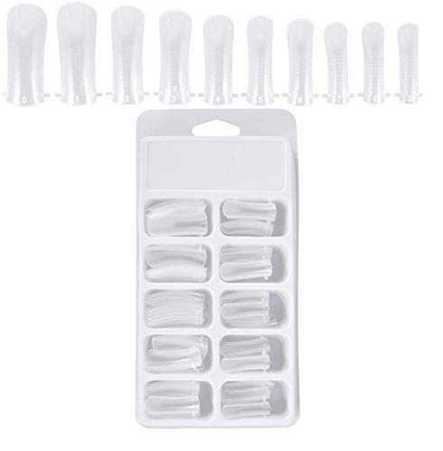 100 Pieces Poly Gel Nail Tips For Poly Gel UV/LED Acrylic Fake Coffin Nail Full Cover Ballerina Shape Nails 10 Different Sizes Women Artificial False Nail in Clear Box (100 x Clear Nail Tips)