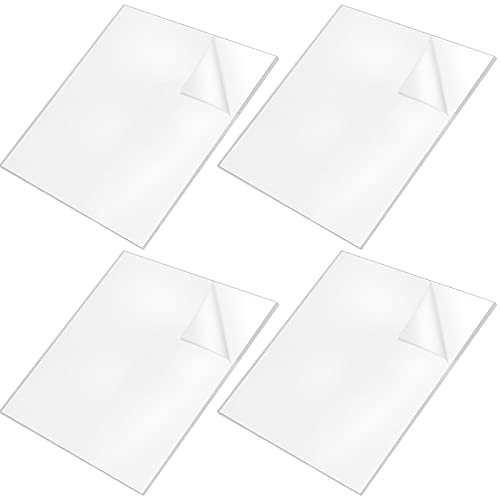 ZEONHEI 4 Pack 12 x 12 x 1/4 Inch Square Transparent Acrylic Sheet