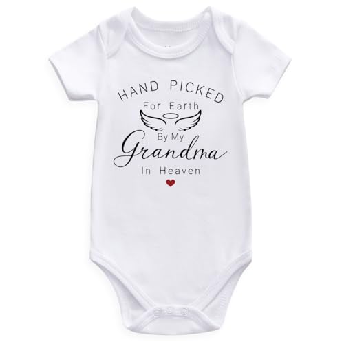 Guzcadun hand picked for earth by my grandpa grandma in heaven pregnancy announcement for grandparents baby bodysuits