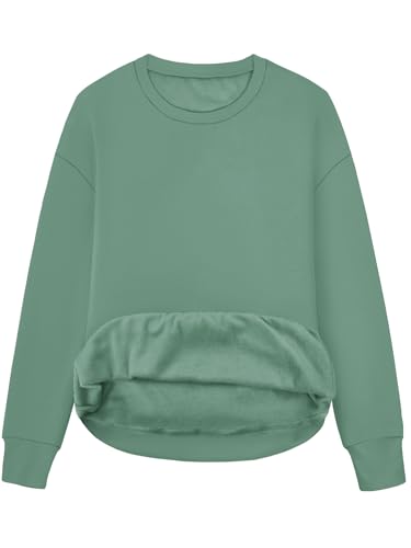 STOLKISS Cyan Pullover Women Loose Fit Long Sleeve Fleece Lined Sweatshirt at Amazon