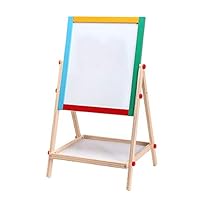 Kindlov-toys Kids Easel Standing Easel Toddler Adjustable Paint Art Stand Wooden Double Side Magnetic Drawing Board Jigsaw Puzzles Dry Erase Writing Black&Whiteboard Standing Art Easel