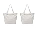 Augbunny Heavy Duty 100% Cotton Canvas Zipper Beach Shoulder Grocery Tote Bag With Outer Pocket 2-pack
