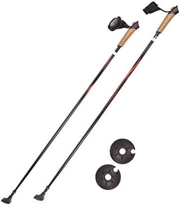 Ultega Carbon Nordic Walking Poles with Cork Grip and Hand Straps, 41-Inch