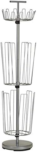 Steel Shoe Storage with Rotating Carousels - 3 Tier 12 Pair Revolving Boot and Shoe Rack - Silver