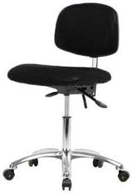 Thomas ECOM NECR-DHCH-CR-T0-A0-EC-ESDBLK ESD/Clean Room Vinyl Desk Height Chair with Chrome Base, ESD Casters without Tilt and Arms, Black