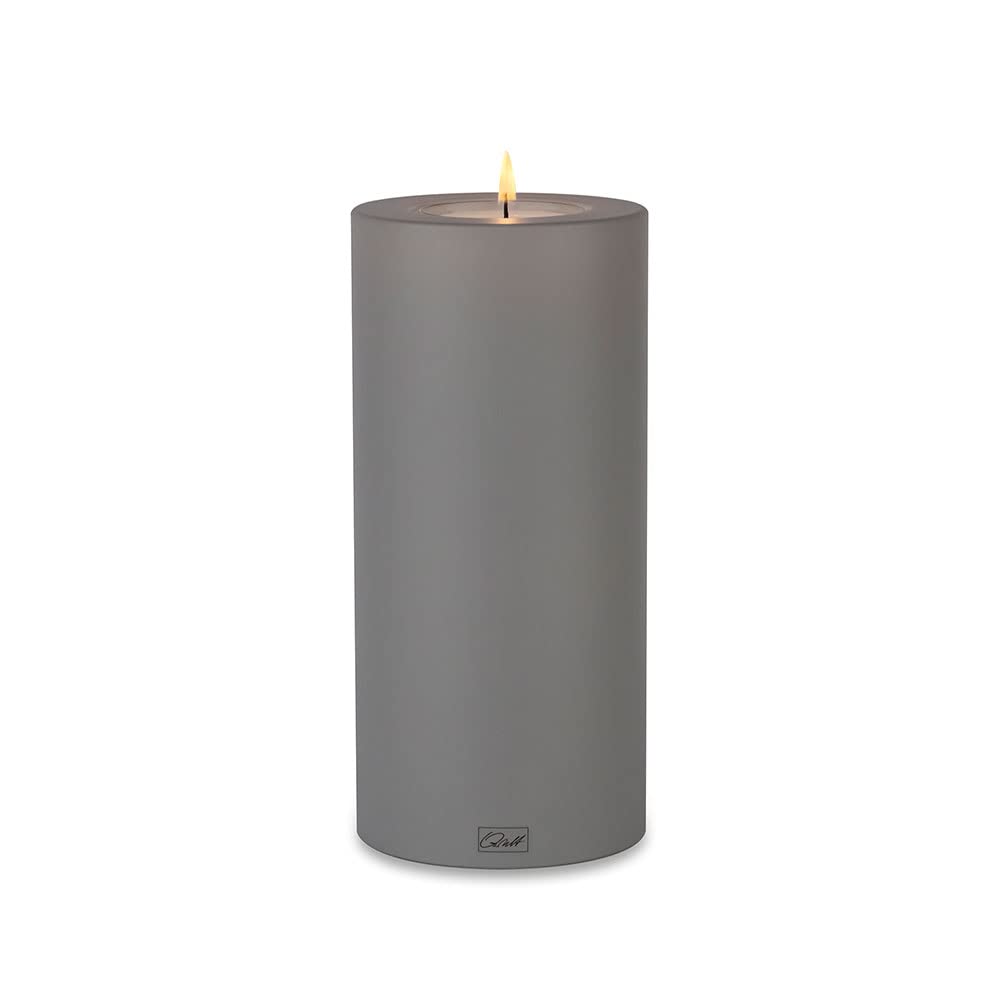 Qult Farluce Trend Stone Grey Diameter 10 cm • Tea Light Holder in Candle Shape • Plastic Candle in Candle Look • Tea Light Candle with Tea Light Insert • Includes Tea Light (Height 21 cm)