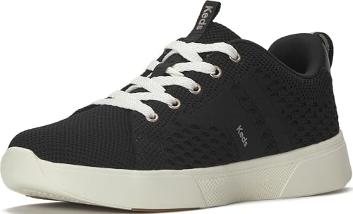 Keds Women's Blisswalk Lace Up Fashion Sneaker, Black Knit, W 8.5