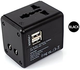 Travel Adapter,Airsspu Universal All in One Worldwide Travel Power Plug Wall AC Adapter Charger with Dual USB Charging Ports for US/EU/UK/AU (Black)