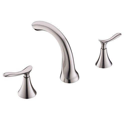 Comllen Best Modern Solid Brass Brushed Nickel 8 Inch Lavatory Widespread Bathroom Faucet, Bathroom Sink Faucet Without Pop Up Drain