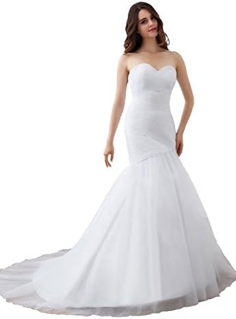 Queen Dress Sweetheart Tulle Mermaid Wedding Dresses For Bride White US 14