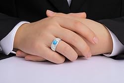 Rylos Men's Ring Sterling Silver Ring, 7MM Round