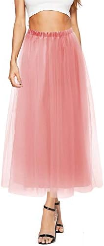 DittyandVibe Womens High Waist Pleated Sheer A-Line Tulle Skirts