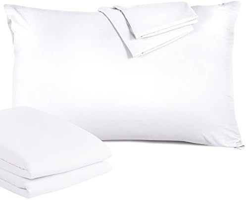 Lighting Mall Pillowcase Set, 100% Brushed Microfiber Ultra Soft Pillow Cases Standard Size with Envelope Closure End - Wrinkle Free, Stain Resistant, Allergy Protection (Set of 2, White)