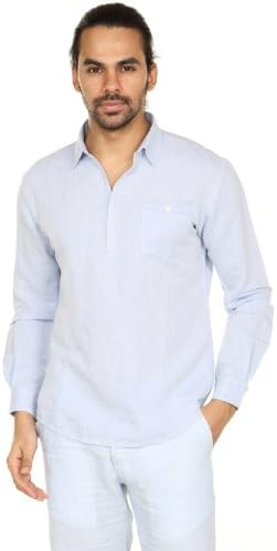 A.N.D. by Anita Dongre Mens Pullover Tunic with Collar Large Lt Blue