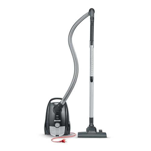 Staubsauger mit Beutel, kompakter & leiser Bodenstaubsauger für Teppich - & Hartböden, 750 W, 2L, Soft-Sound-Bodendüse, 8 m Reichweite, schwarz, BC 7030