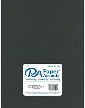 Paper Accents Cardstock 65 lb Deep Black Stash Builder, 8.5" x 11", 25 Piece