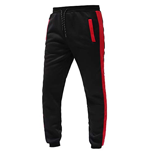 Clearance! Men's Colorblock Activewear Tracksuits Hoodie & Pants Set Full Zip Jogging Sweatsuit Sportswear (Red (Only Pant), M) - Thumbnail 2