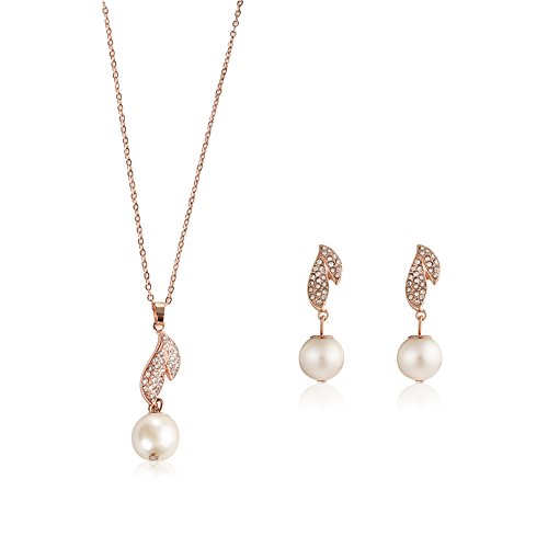 POKICH Leaf Freshwater Cultured Pearl Necklace Set Includes Stunning Earrings Jewelry Set for Women POKICH Leaf Freshwater Cultured Pearl Necklace Set Includes Stunning Earrings Jewelry Set for Women