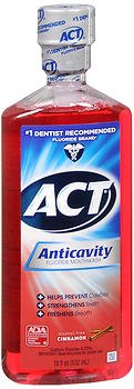 Act Anticavity Fluoride Mouthwash Cinnamon - 18 oz, Pack of 4