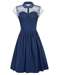 Belle Poque - Vestido de cóctel para mujer de los años 50 con lunares y bolsillos