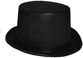 Abiti e Maschere Faux Leather Look Black Steampunk Western Top Hat Costume Accessory