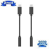 USB-C to 3.5 mm Headphone Jack Adapter to 3.5mm Aux Audio Dongle Jack Cable USB C to AUX Adapter Compatible with Pixel 3/2/3XL/2XL, iPad Pro 2018, One Plus 6T, Huawei and More Type-C Devices（2PACK）