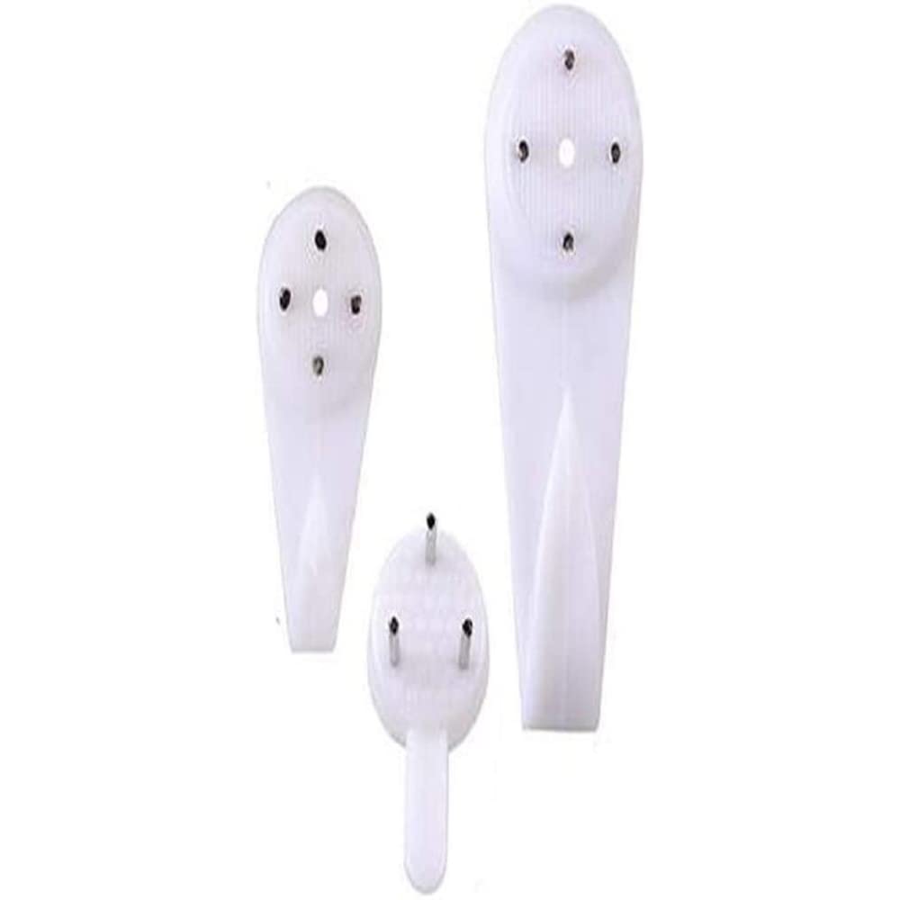 Merriway BH06714 (51 Pcs) Assortment of White Non-Trace Hardwall Picture Hooks, 5 x Large 15 x Medium & 31 x Small - Pack of 51 Pieces