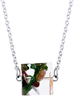 WYLXL Necklace Transparent Resin Dried Flower Pendant Necklace for Wen Girl Stone Starfish Chain Jewelr